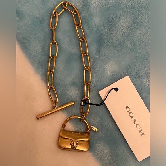 Coach Signature Tabby Mini Handbag Purse Bracelet - Gold tone Brass Toggle - Picture 5 of 8